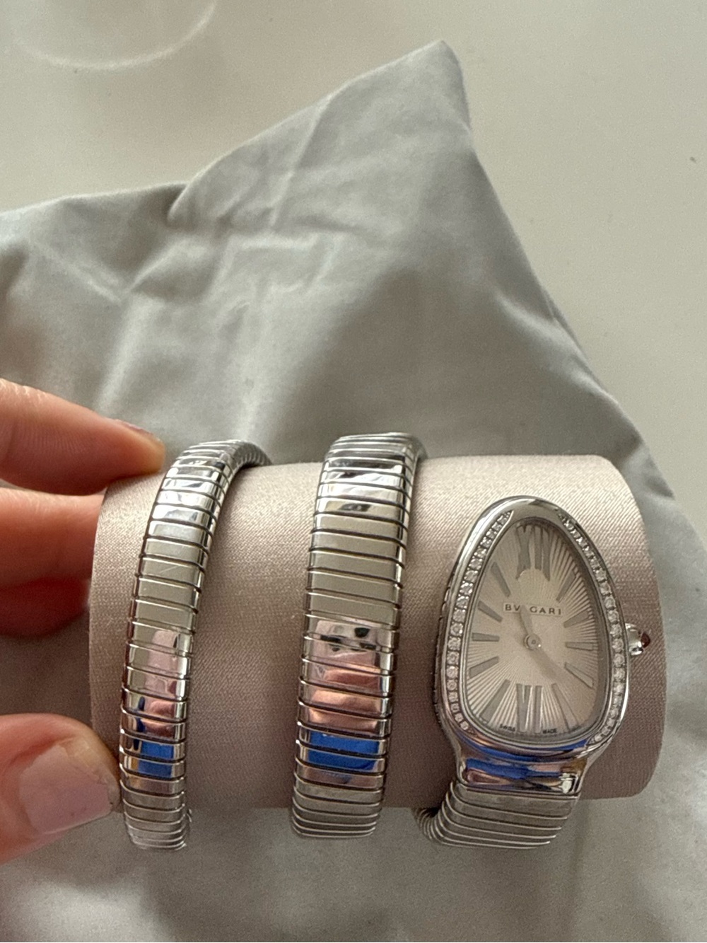 Bvlgari Silver Women's Watch with Diamond Accents